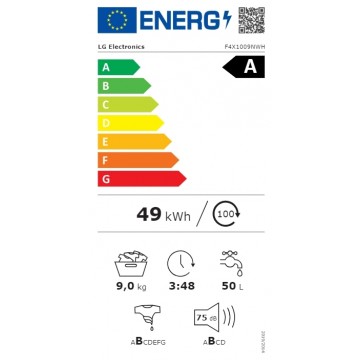 LG Πλυντήριο Ρούχων 9kg με Ατμό 1400 Στροφών F4X1009NWH